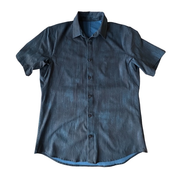 Lululemon Airing Easy SS Buttondown Orientate Blue Borealis Multi Ventlight Mesh - Picture 1 of 9